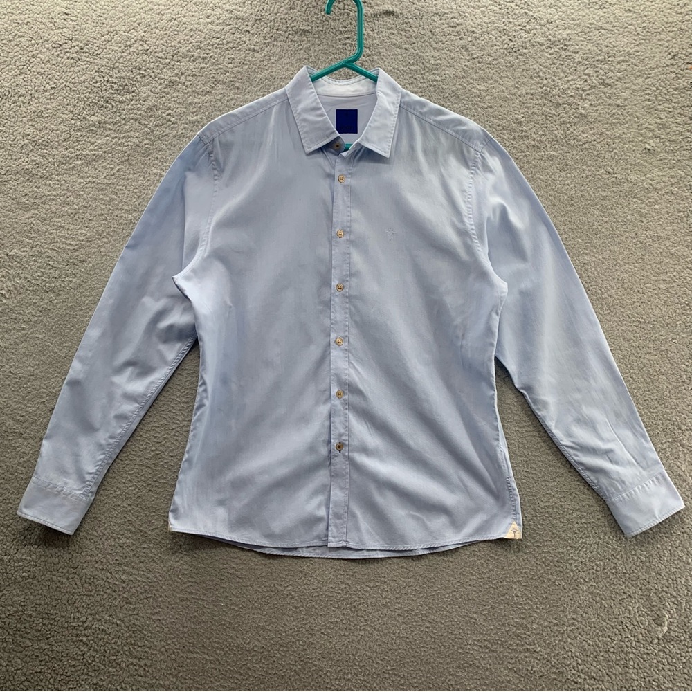 JOOP! Men’s Hanson Long Sleeve Light Blue 100% Cotton Button Down Shirt Size L
